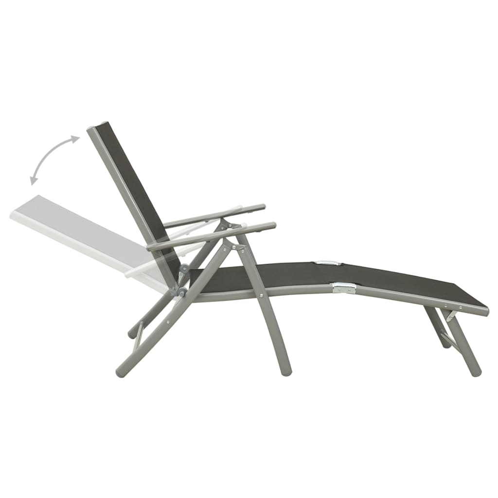 Büschel langer Stuhl Textilene und Schwarz- und Silberaluminium