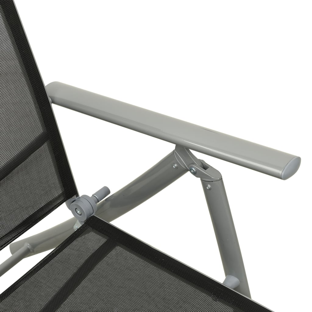 Pleble Long Chair Testilene e in alluminio nero e argento