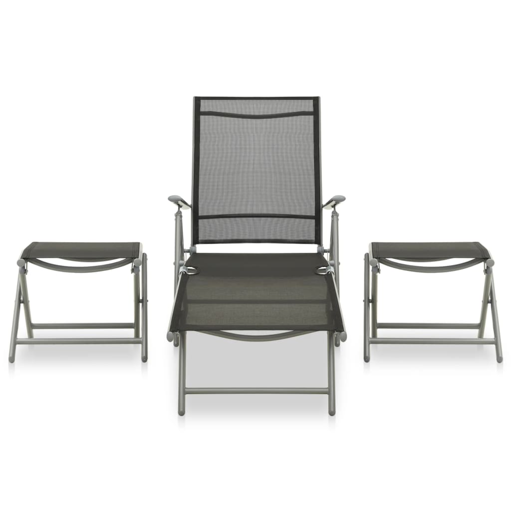 Garden furniture 3 pcs textilene and silver aluminum