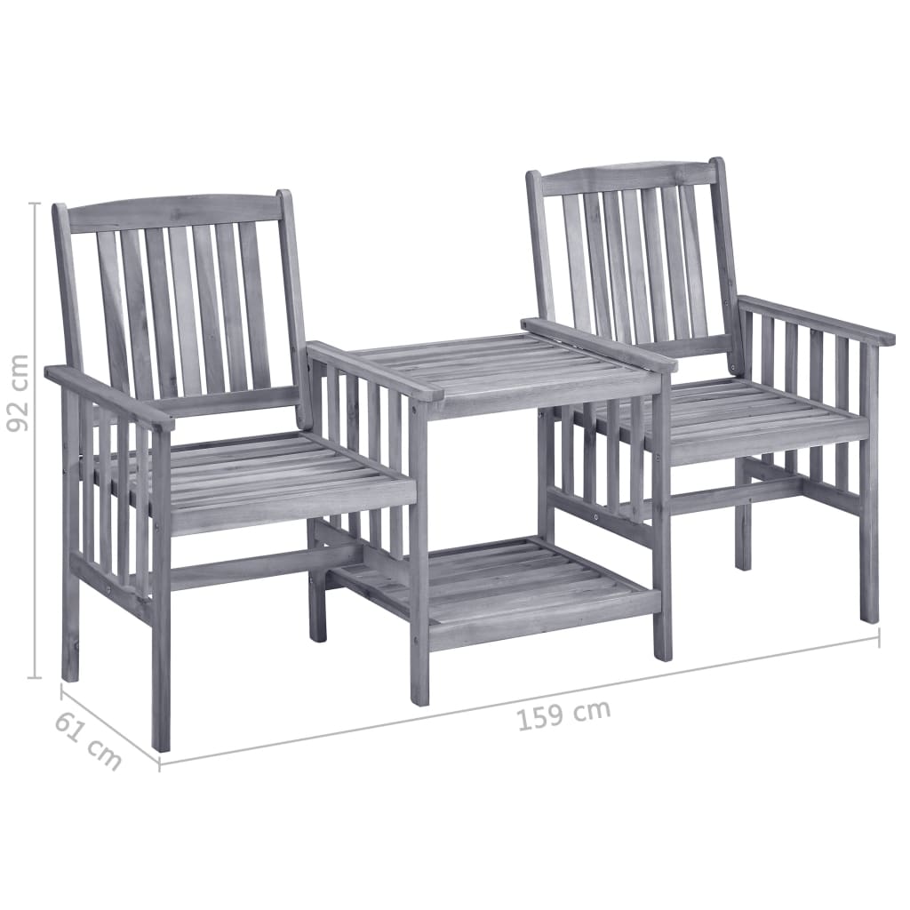 Garden chairs with tea table 159x61x92 cm acacia wood