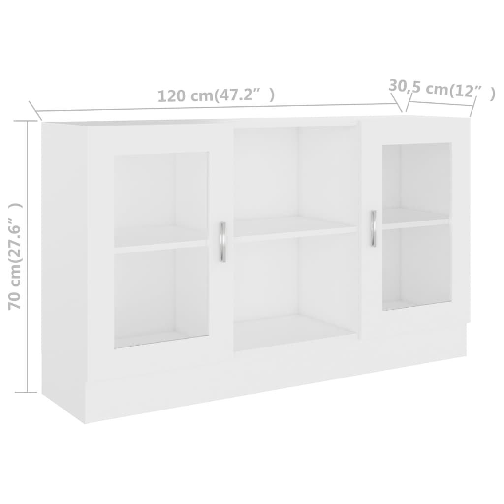 Weißer Anzeigeschrank 120 x 30,5 x 70 cm Agglomerat