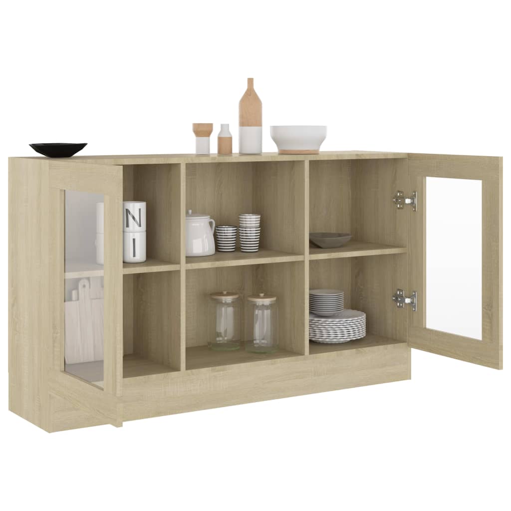 Sonoma oak display cabinet 120x30.5x70 cm Agglomerated