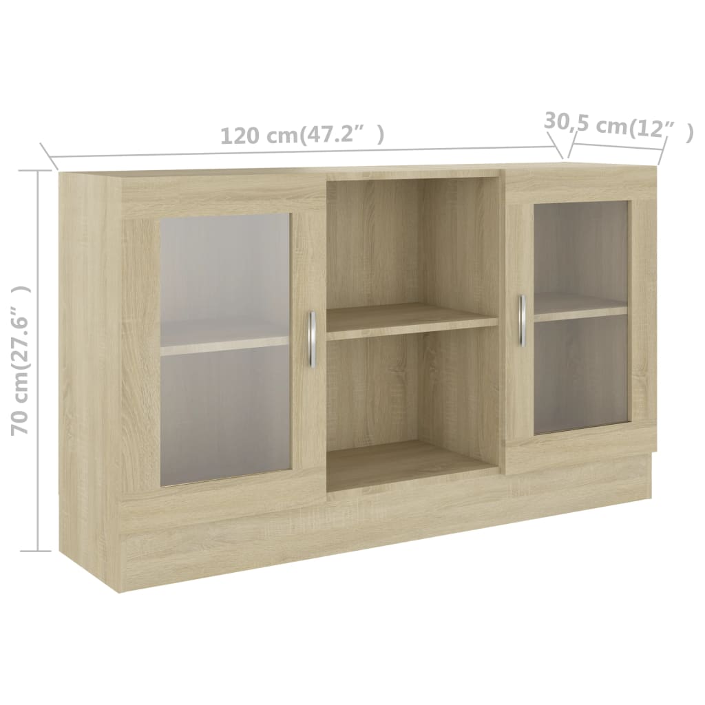 Sonoma Oak Display Schrank 120x30,5x70 cm agglomeriert