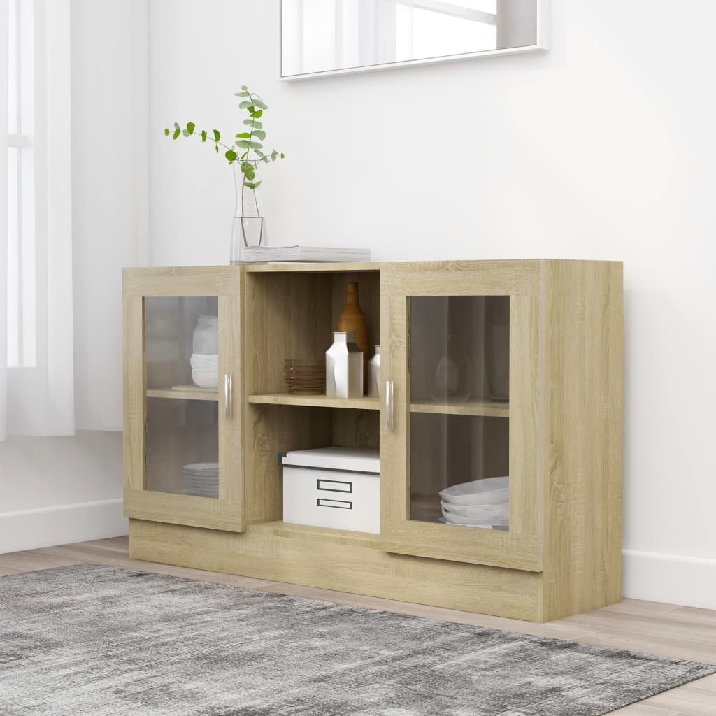 Sonoma oak display cabinet 120x30.5x70 cm Agglomerated