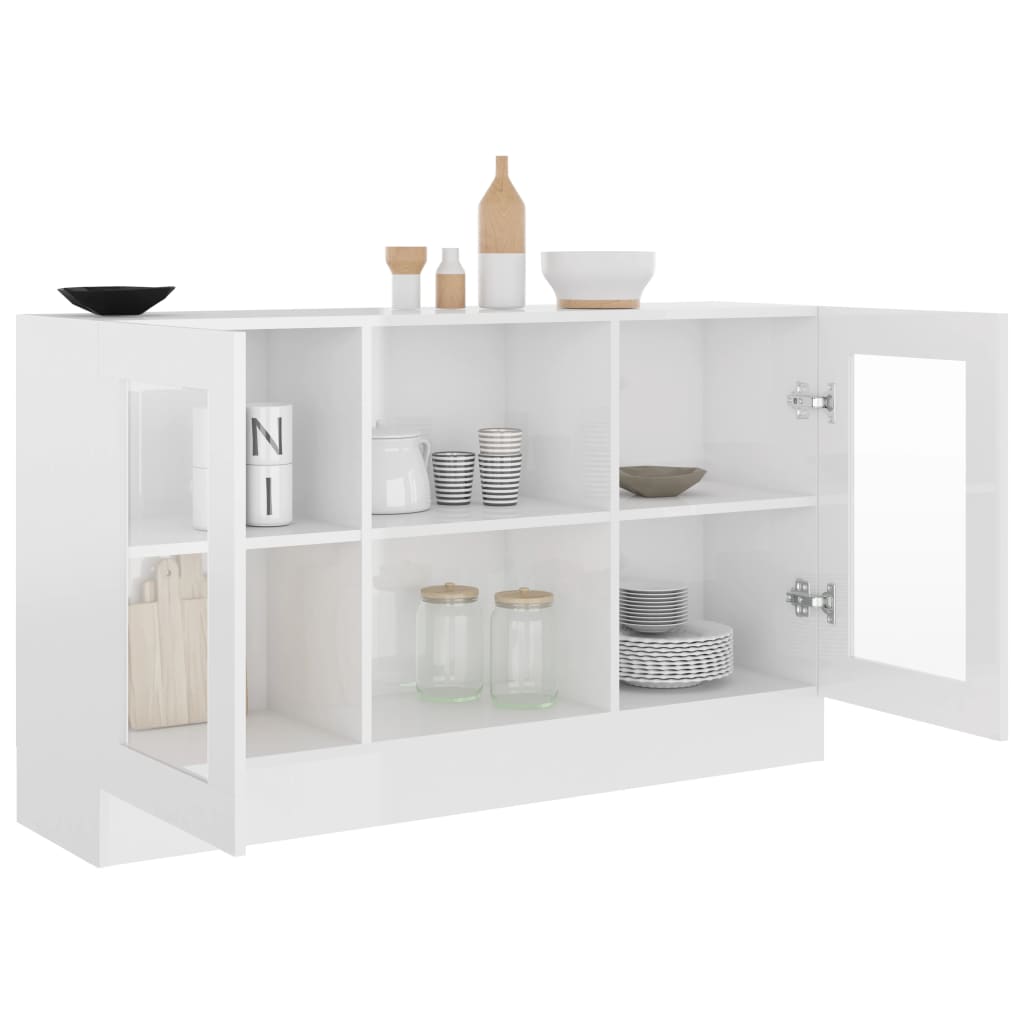 Shiny white window cabinet 120x30.5x70 cm Agglomerate