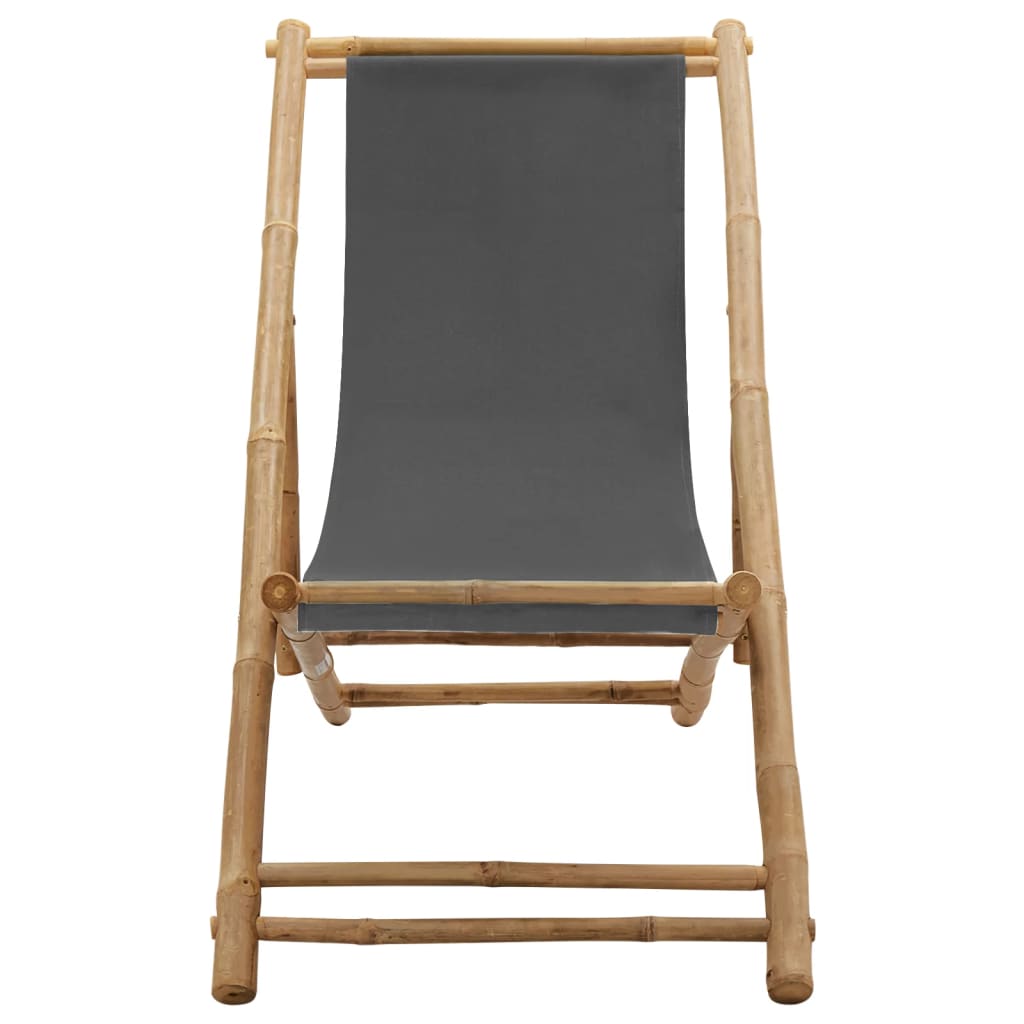 Chaise de terrasse Bambou et toile Gris foncé
