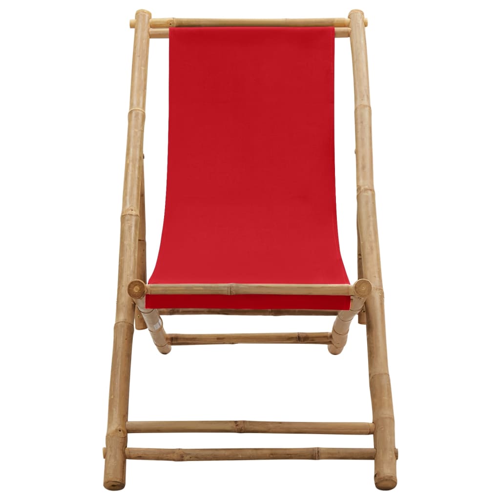 Chaise de terrasse Bambou et toile Rouge