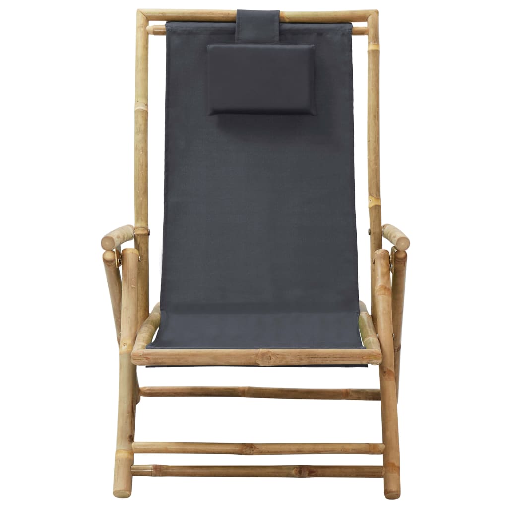 Chaise de relaxation inclinable Gris foncé Bambou et tissu