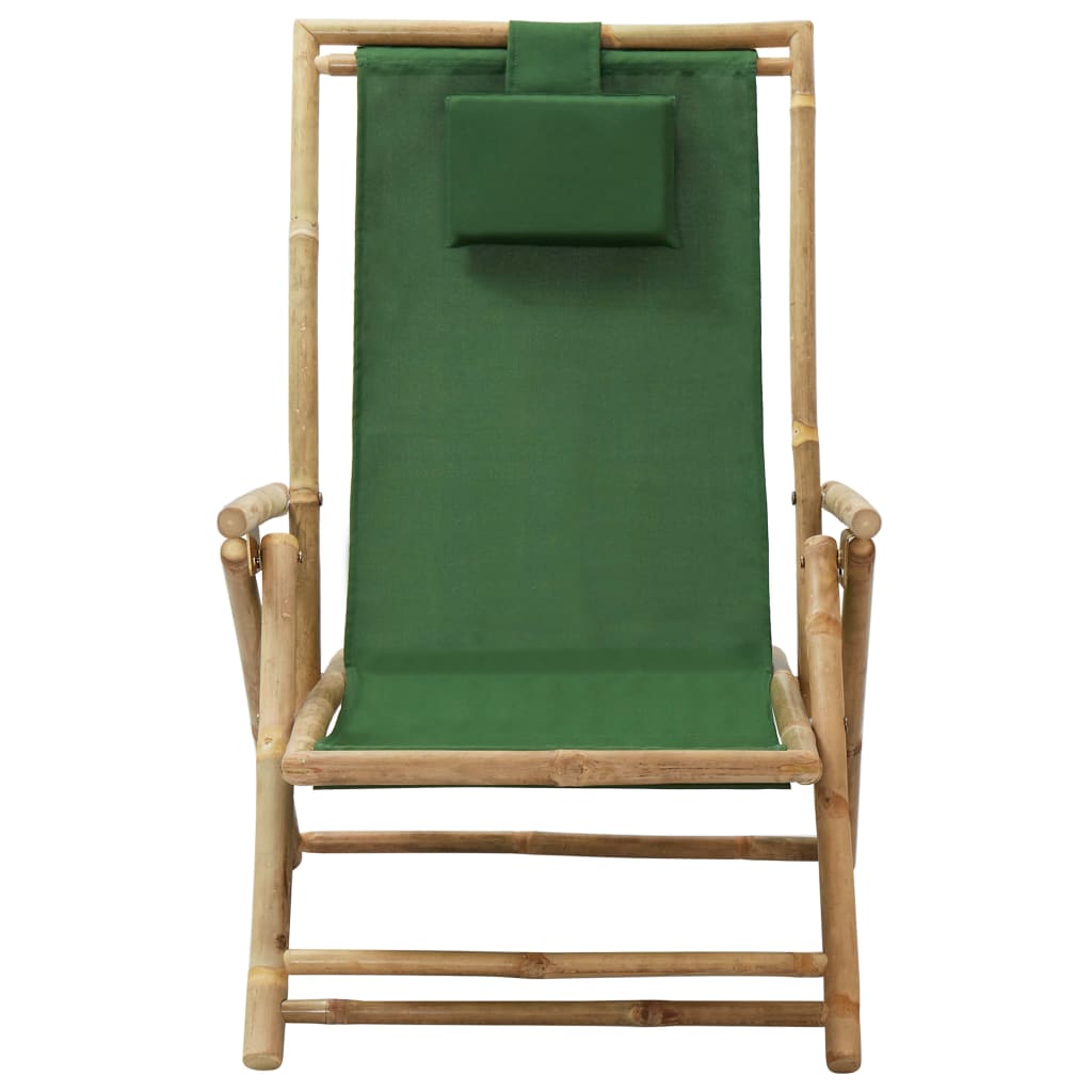 Chaise de relaxation inclinable Vert Bambou et tissu
