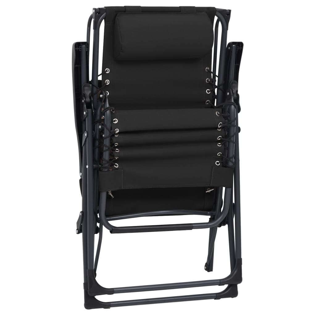 Foldable terrace chairs 2 pcs black textilene