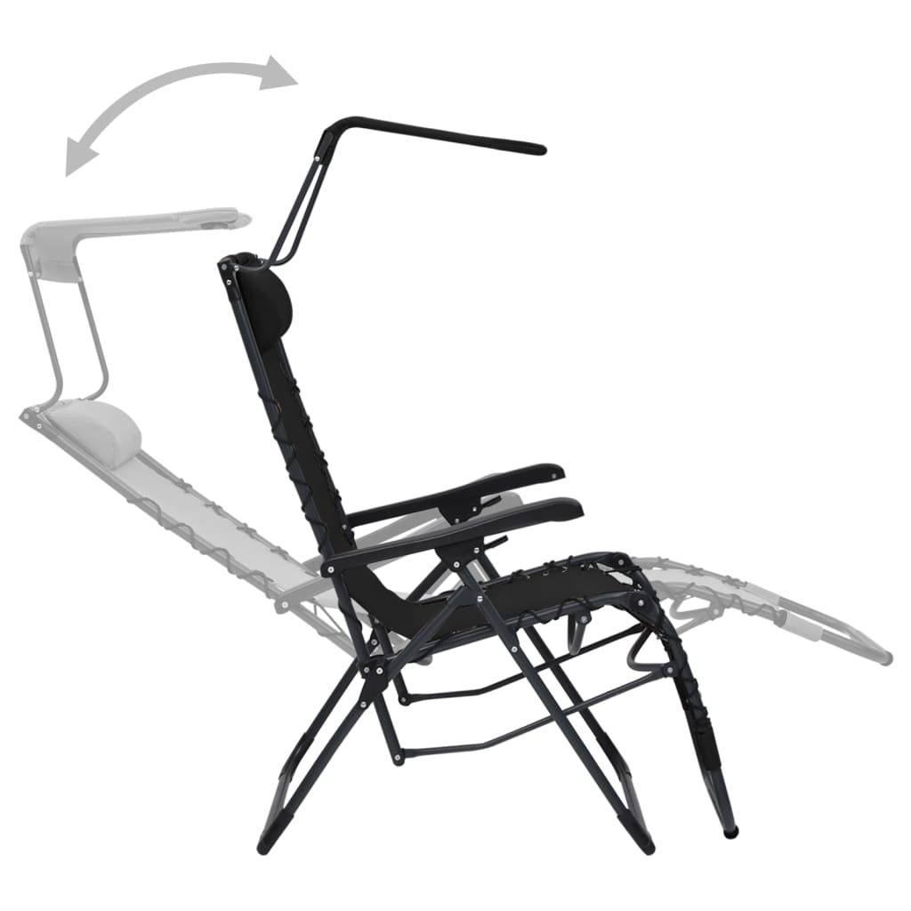 Foldable terrace chairs 2 pcs black textilene