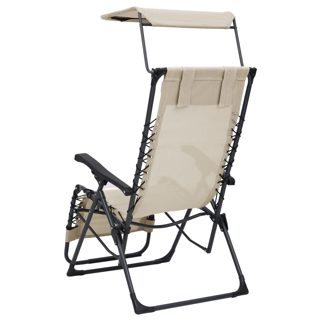 Foldable terrace chairs 2 pcs cream textile