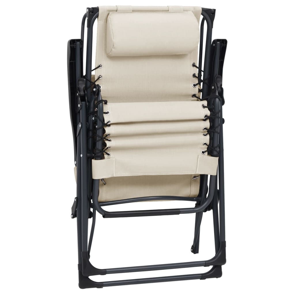 Foldable terrace chairs 2 pcs cream textile