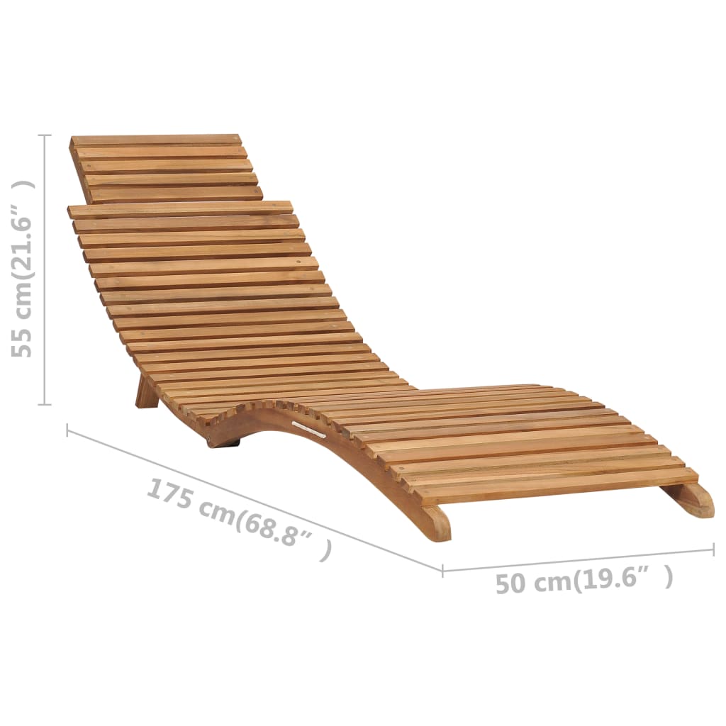 Foldable long chair with solid teak wood table