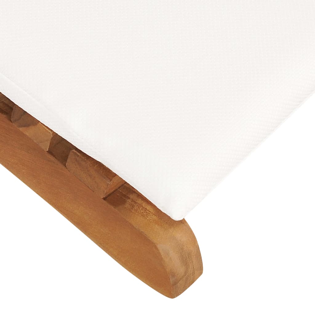 Poltroncina pieghevole con cuscino bianco crema. Legno di teak