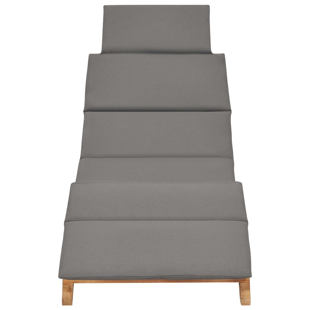 Foldable long chair with dark gray wooden cushion teak wood