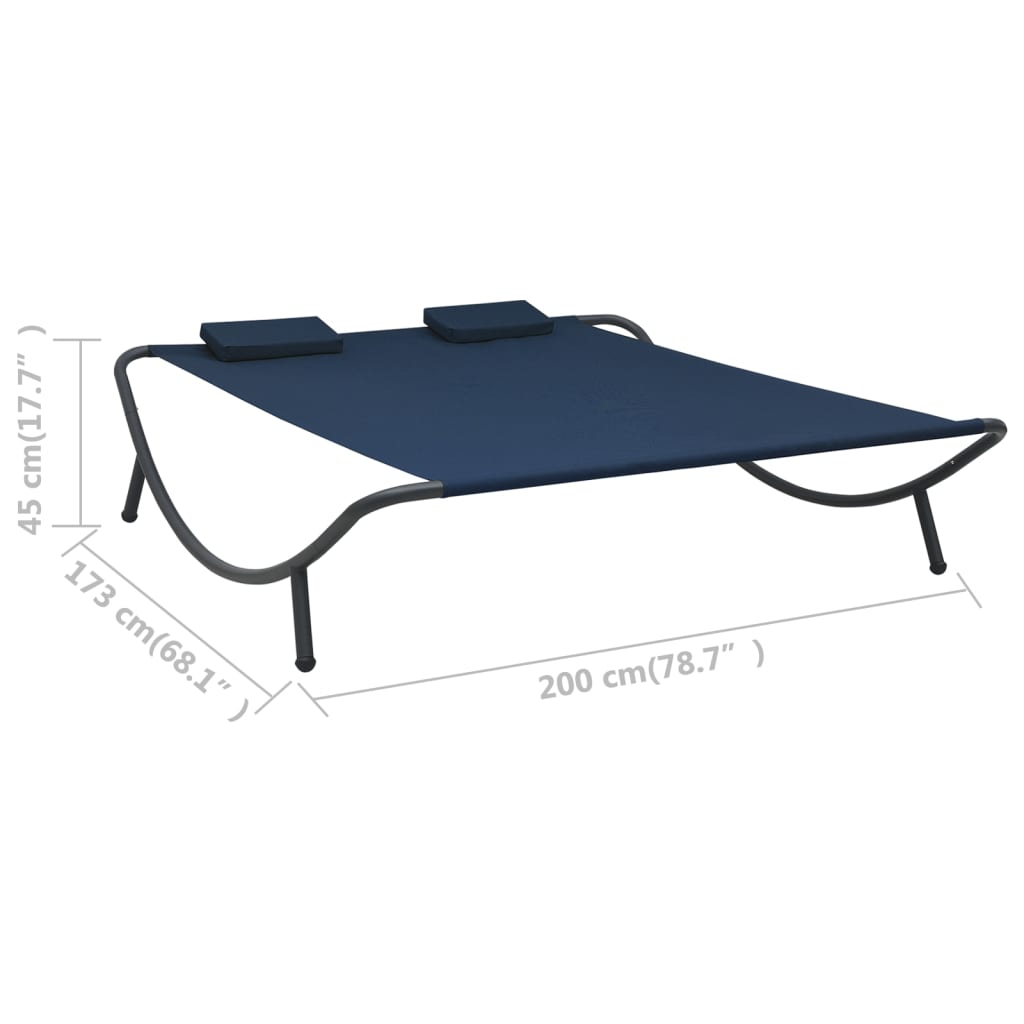 Outdoor rest bed blue fabric