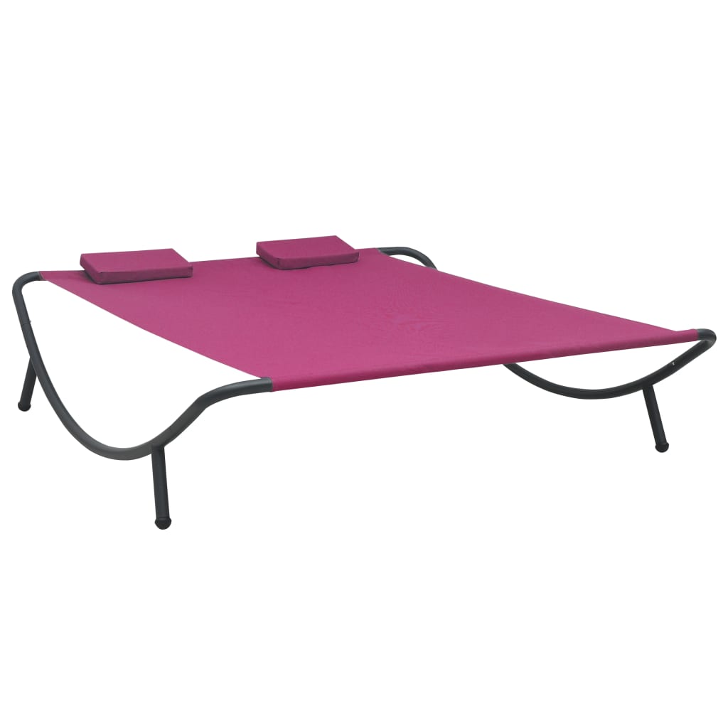Outdoor rest bed pink fabric