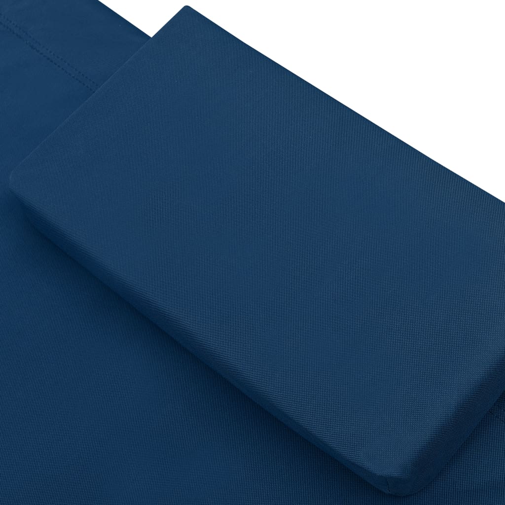 Lettino da esterno con baldacchino e cuscino Blu