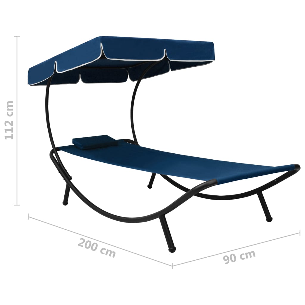 Outdoor rest bed with oven and blue pillow