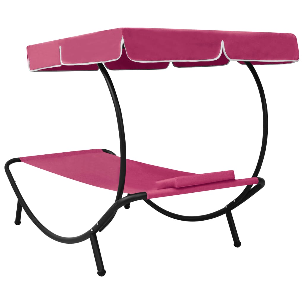 Outdoor rest bed with oven and pink pillow