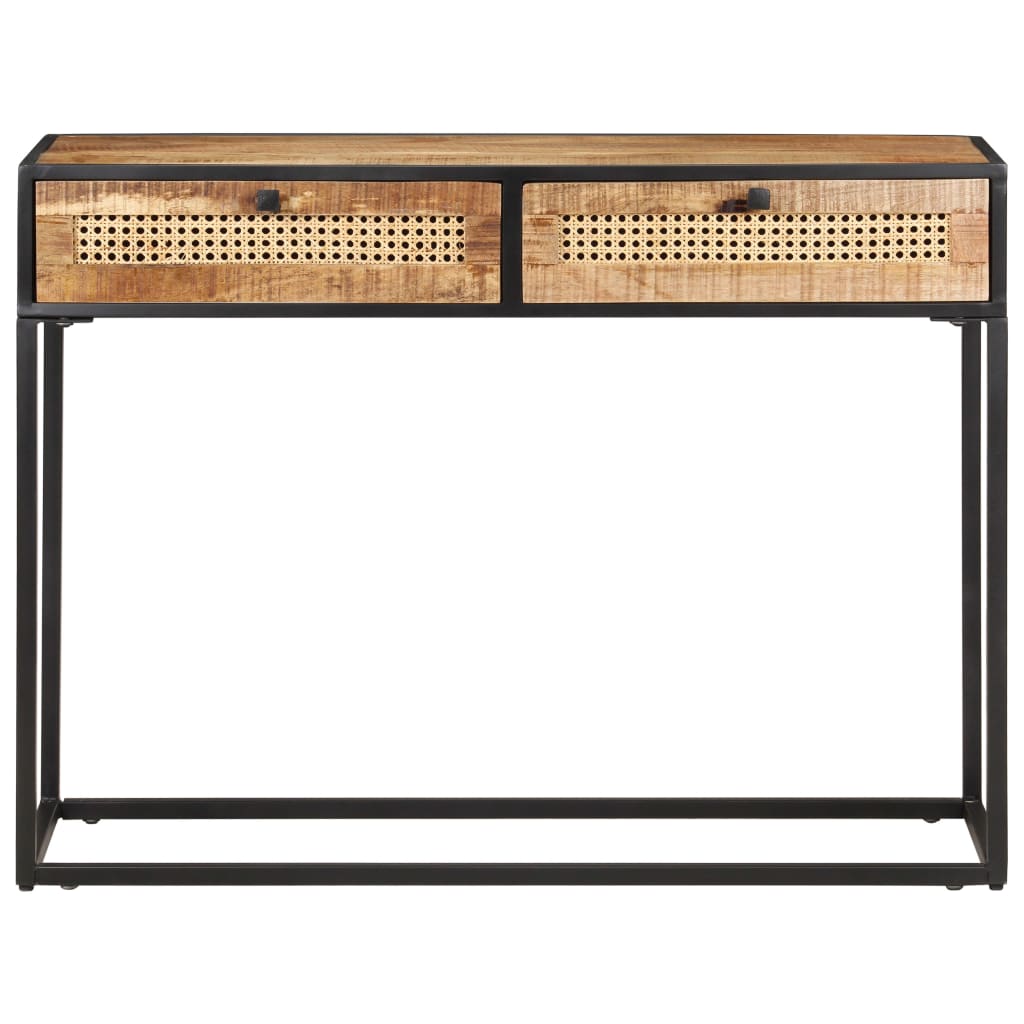 Console table 100x35x75 cm mango wood and natural cane