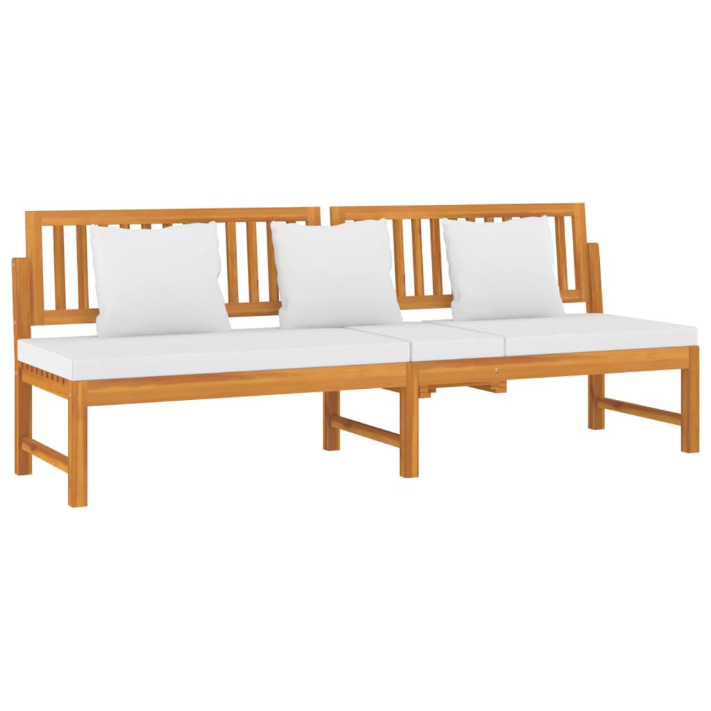Day bed with Cream Cushion 200x60x75cm Solid Acacia Wood