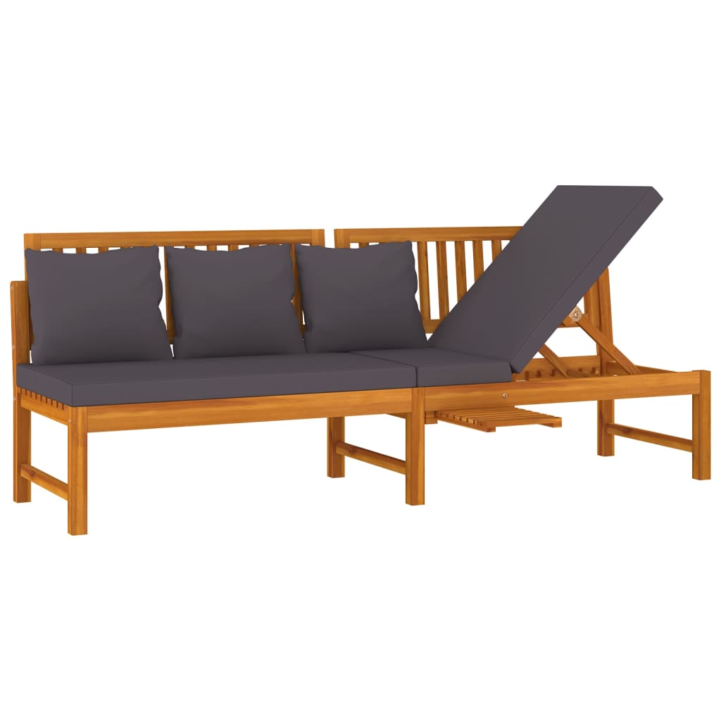 Day bed with gray cushion 200x60x75 cm Solid acacia wood