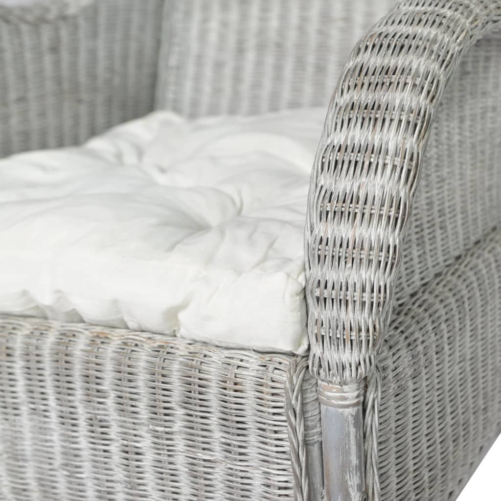 Sofa with natural rattan gray cushion and linen