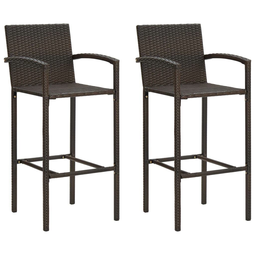 Lot bar stools of 2 braided resin brown
