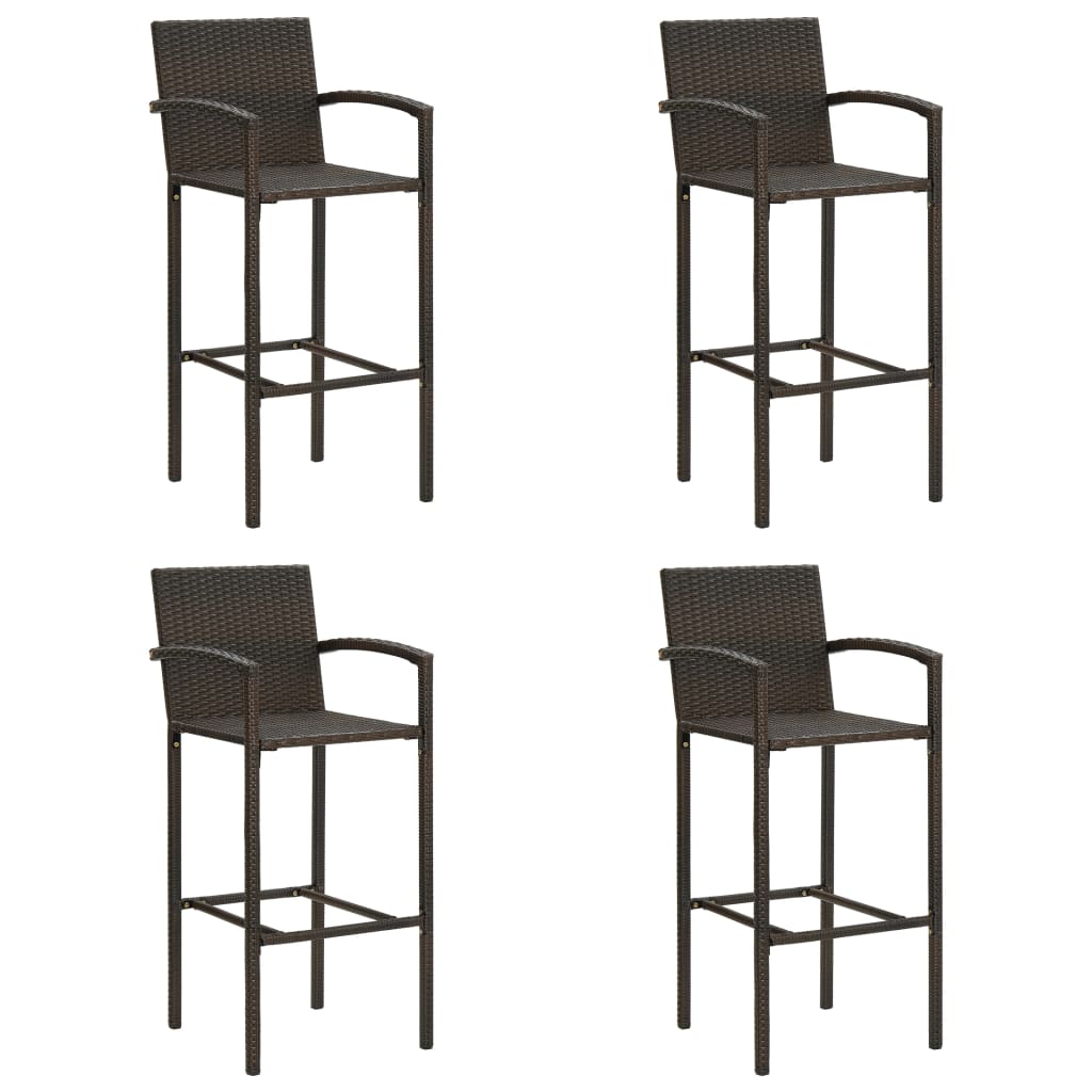 Lot bar stools of 4 braided resin brown