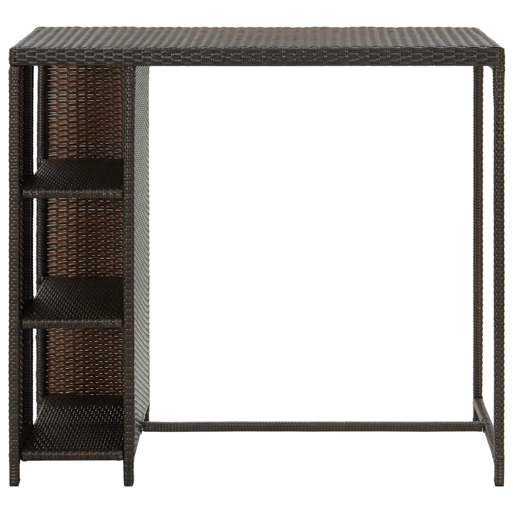 Bar table with brown storage 120x60x110 cm braided resin