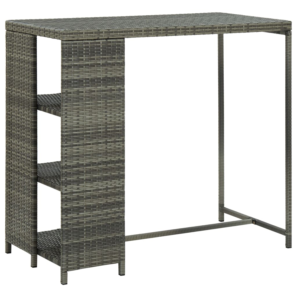 Bar table with gray storage 120x60x110 cm braided resin