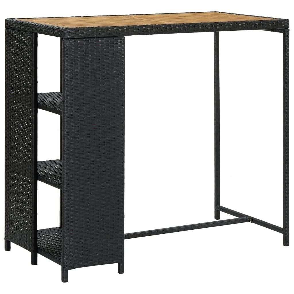 Bar table with black storage 120x60x110 cm braided resin