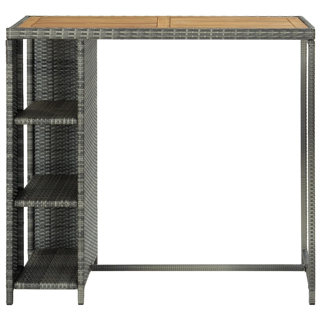 Bar table with gray storage 120x60x110 cm braided resin