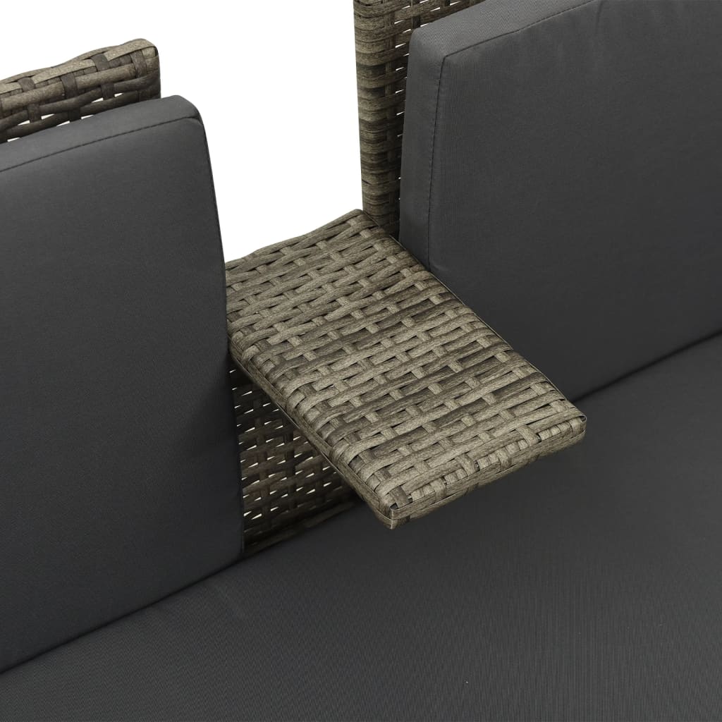 3 pcs garden furniture with gray braided resin cushions