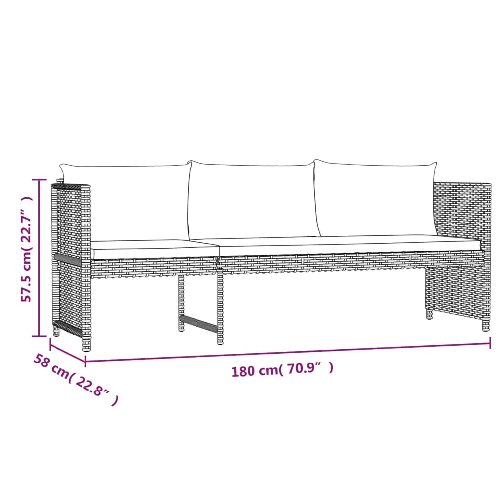 6 pcs garden furniture with gray braided resin cushions