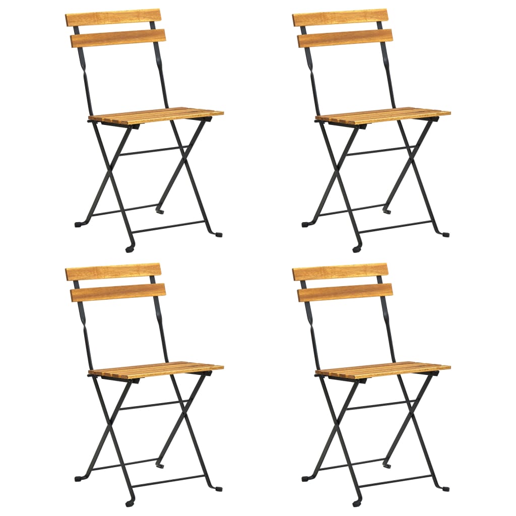 Foldable bistro chairs 4 pcs solid acacia wood