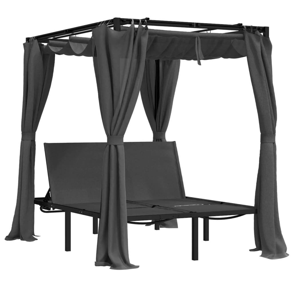 Doppelter langer Stuhl mit Seiten- und Obervorhängen