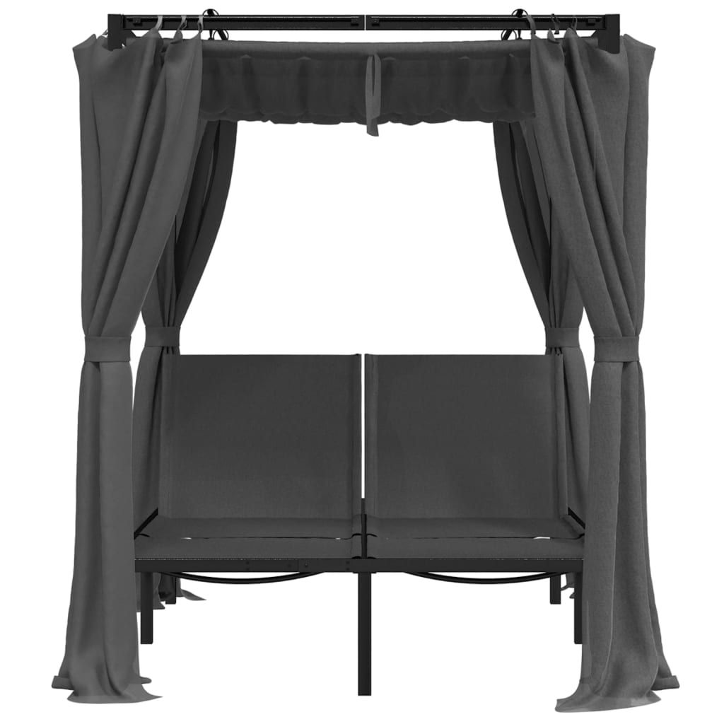 Doppelter langer Stuhl mit Seiten- und Obervorhängen