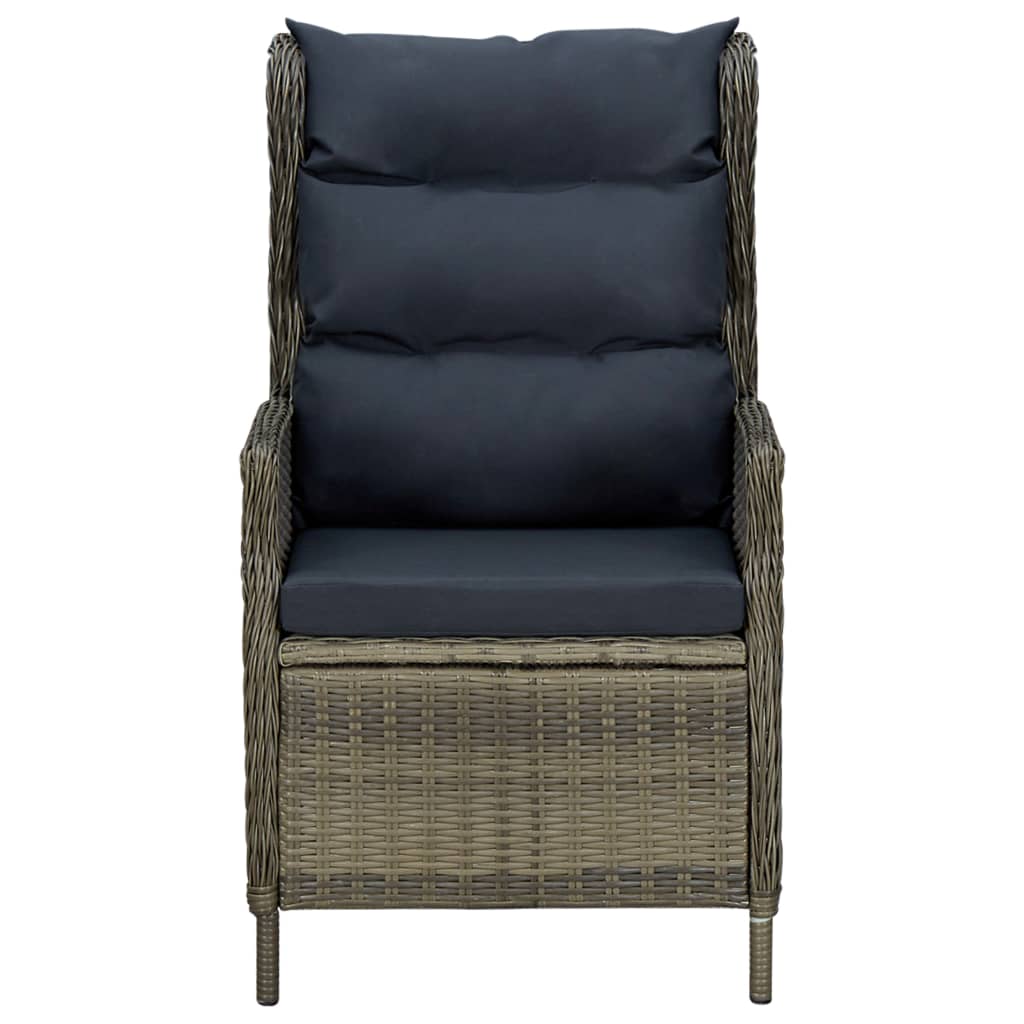Tiltable garden chair with brown braided resin cushions