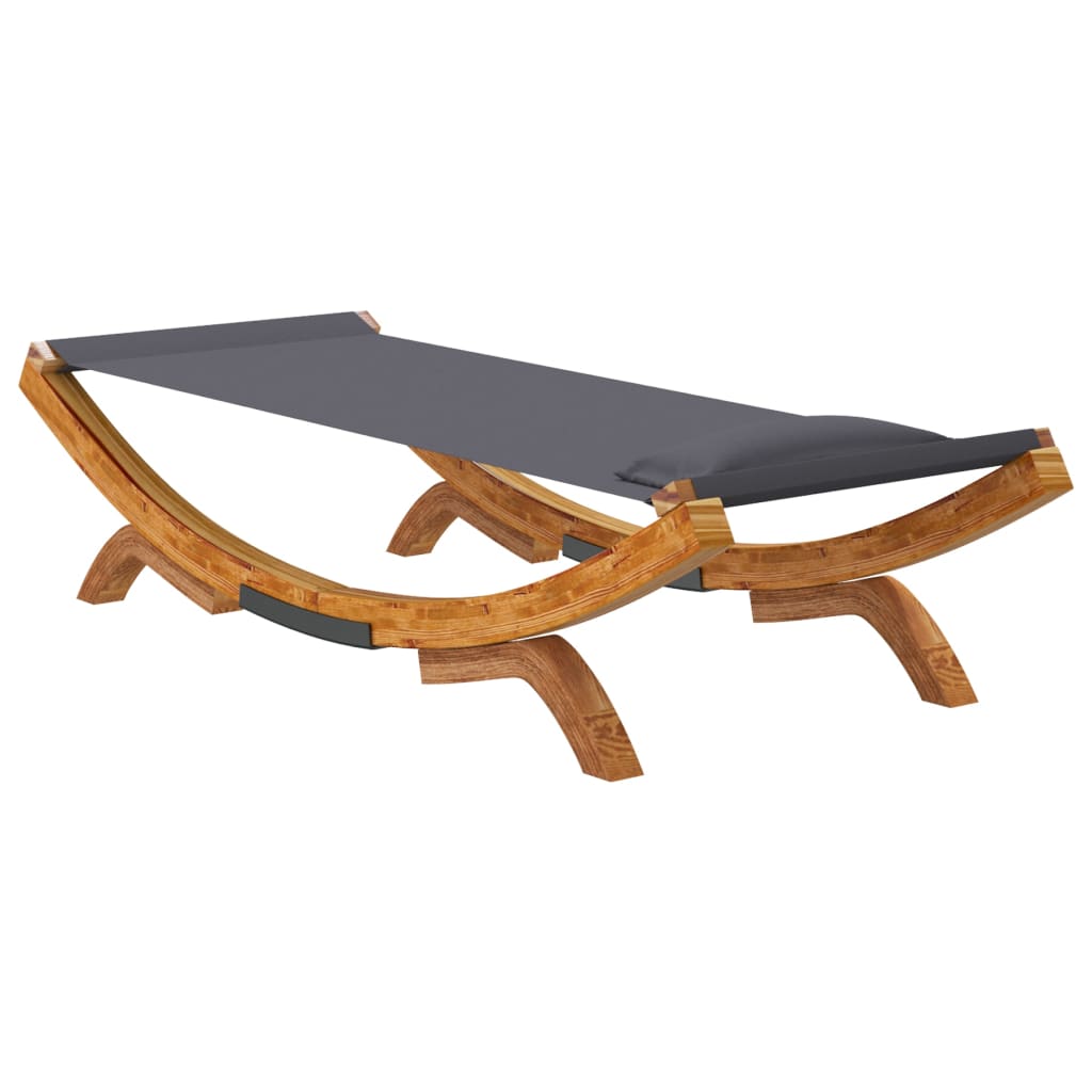Outdoor rest bed 100x188,5x444 cm curved wood anthracite