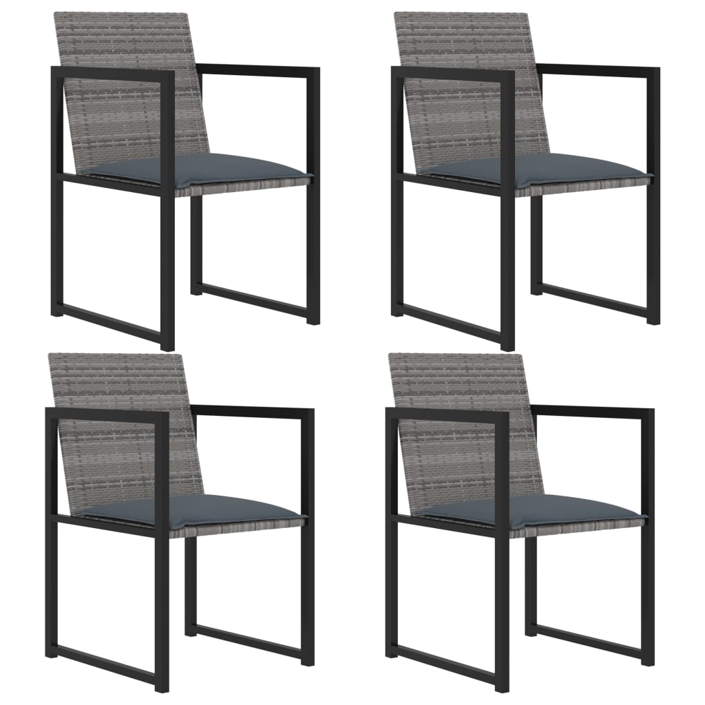 Mobilier à dîner de jardin 5pcs et coussins Résine tressée Gris