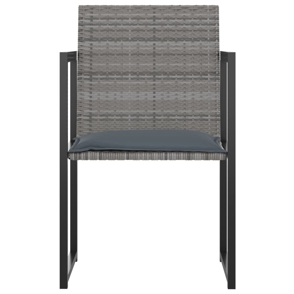 Mobilier à dîner de jardin 5pcs et coussins Résine tressée Gris