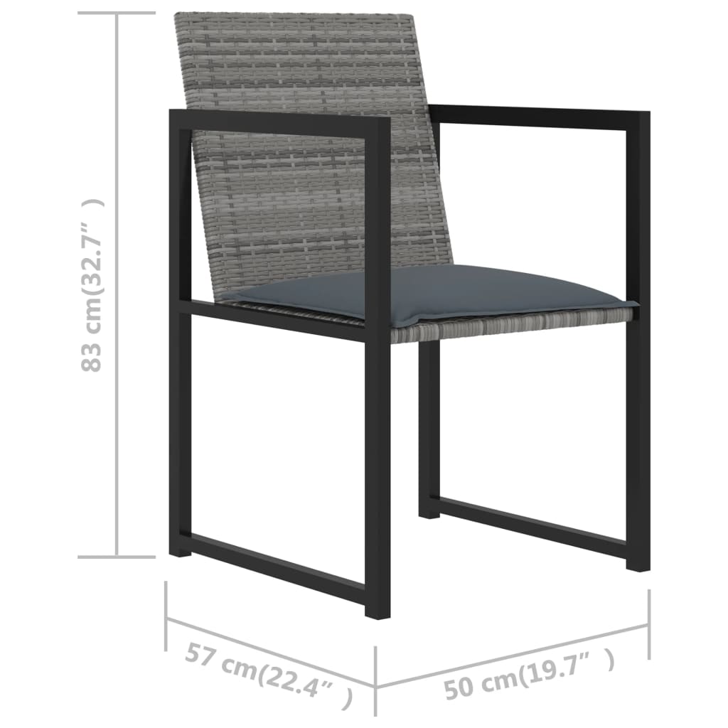 Mobilier à dîner de jardin 5pcs et coussins Résine tressée Gris