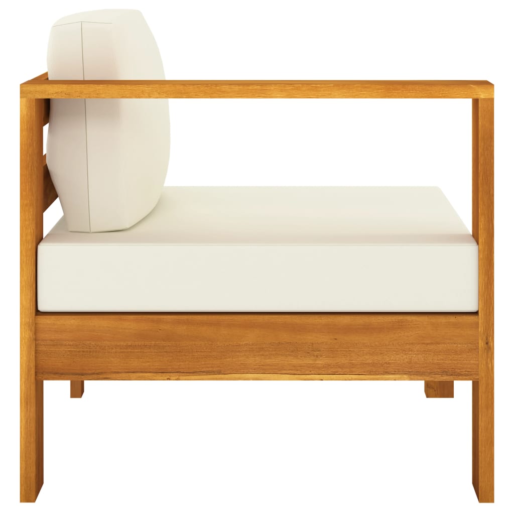 Garden sofa 4 -seater and white cushions acacia wood