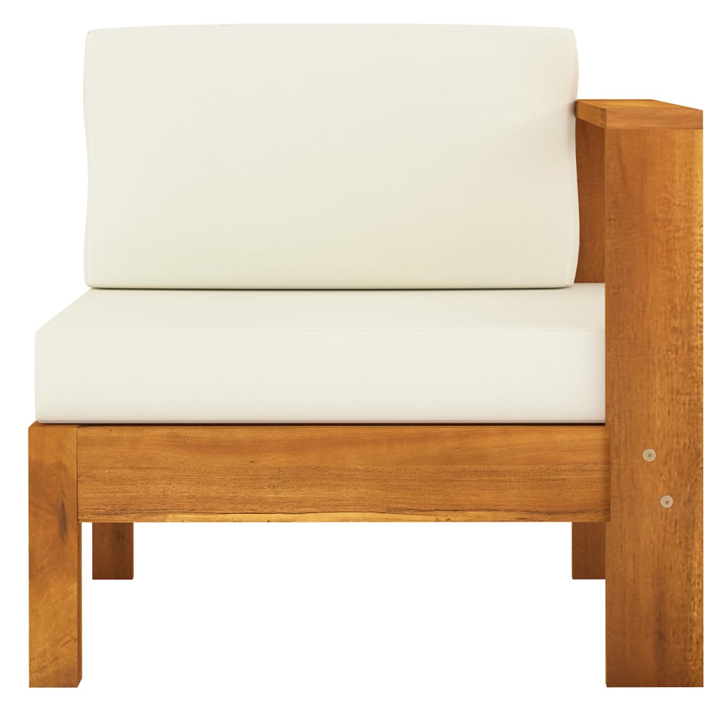 Garden sofa 4 -seater and white cushions acacia wood