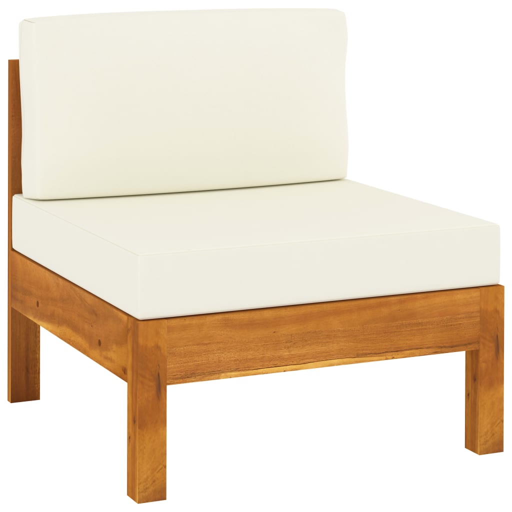 8 pcs garden furniture with white cushions acacia wood cream