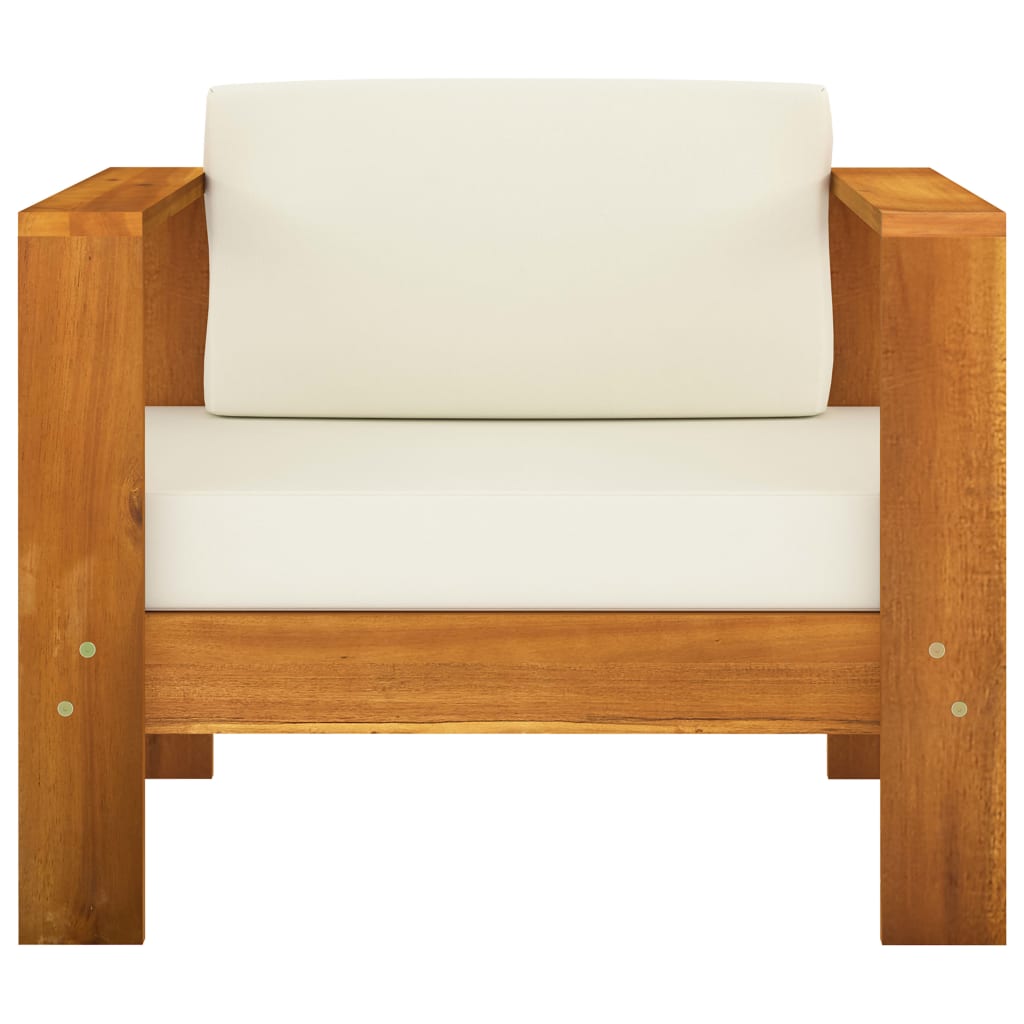 8 pcs garden furniture with white cushions acacia wood cream