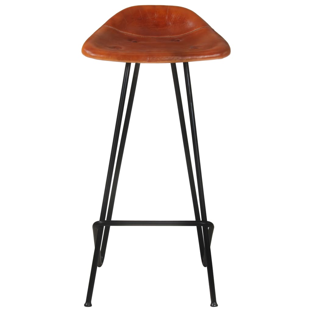 Lot bar stools of 4 real leather brown